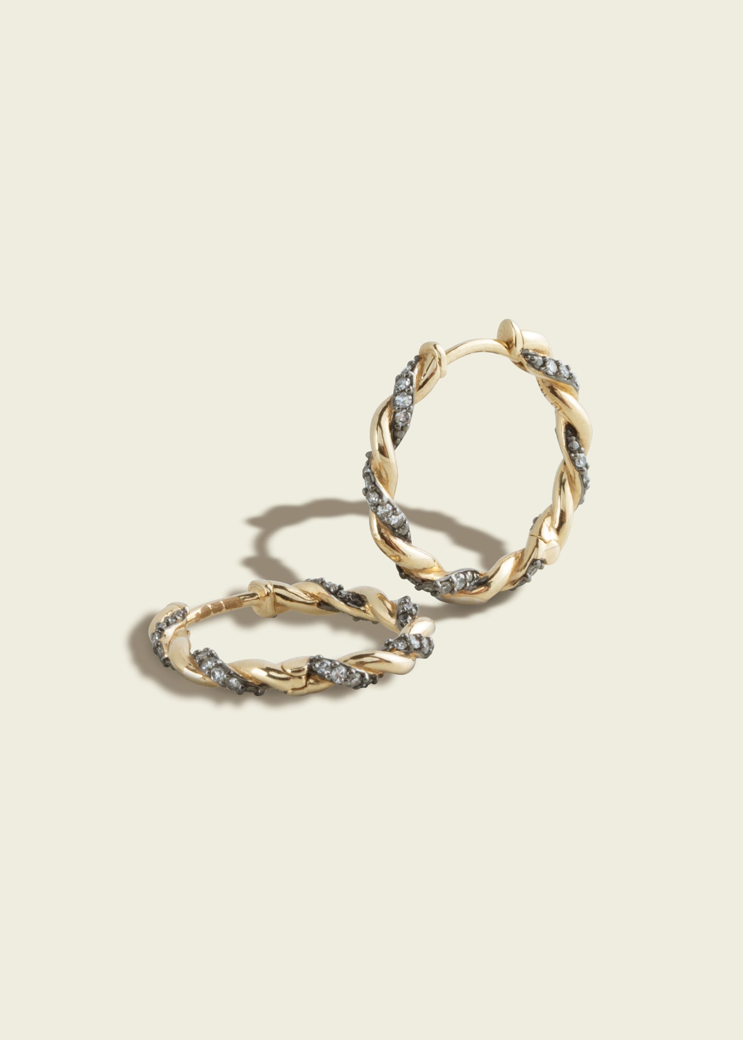 Antique Finish Twisted Rope Diamond Hoops