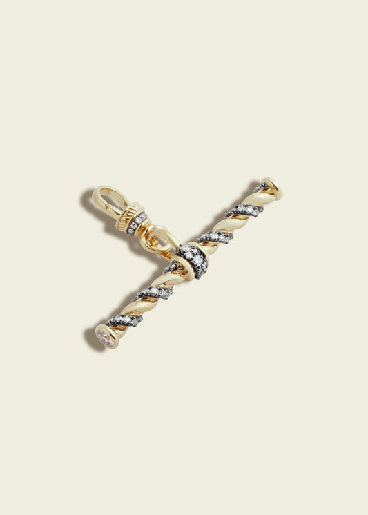 Antique Finish Twisted Rope T-Bar Clip Pendant