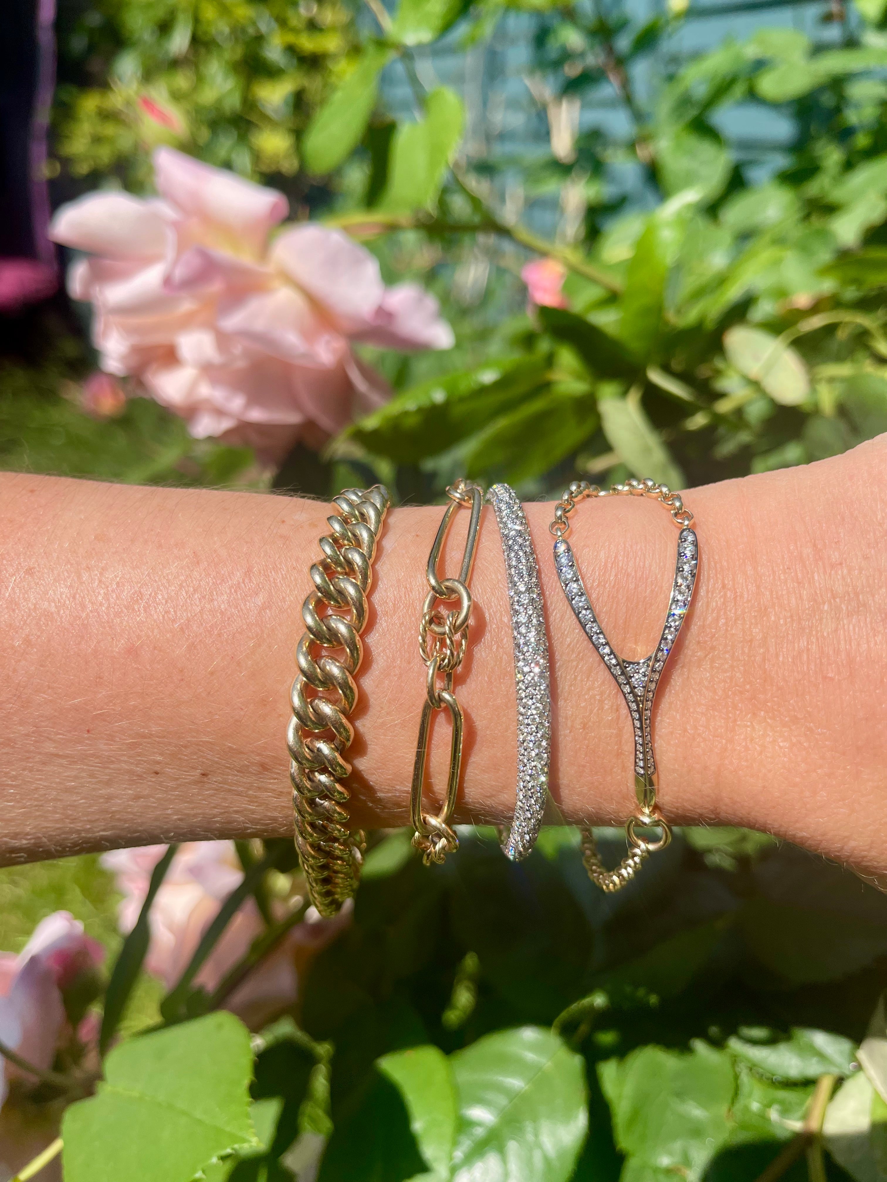 Antique Finish Diamond Wishbone Bracelet