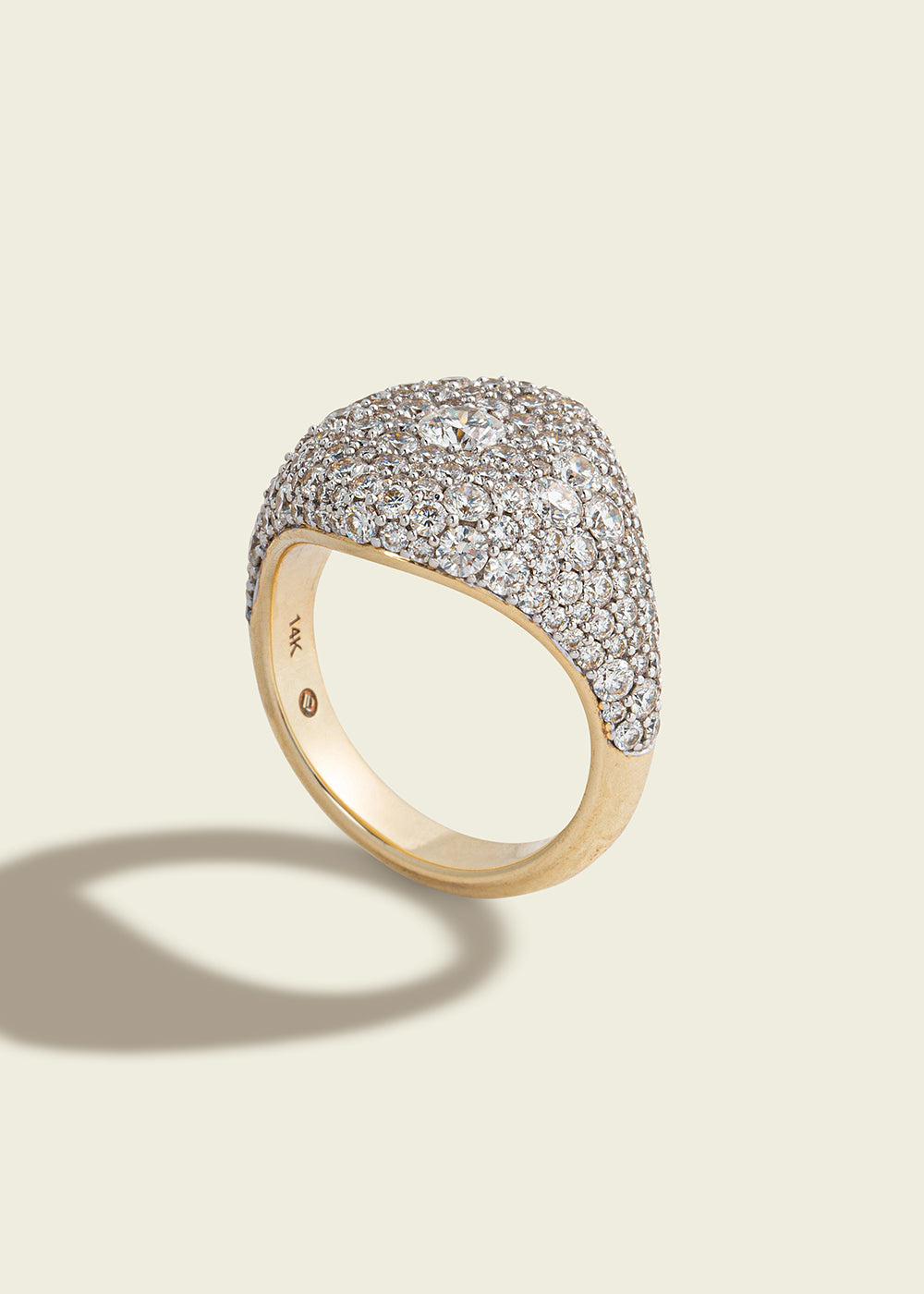 Modern Finish Victorian Set Diamond Pavé Signet Ring, Lucy Delius