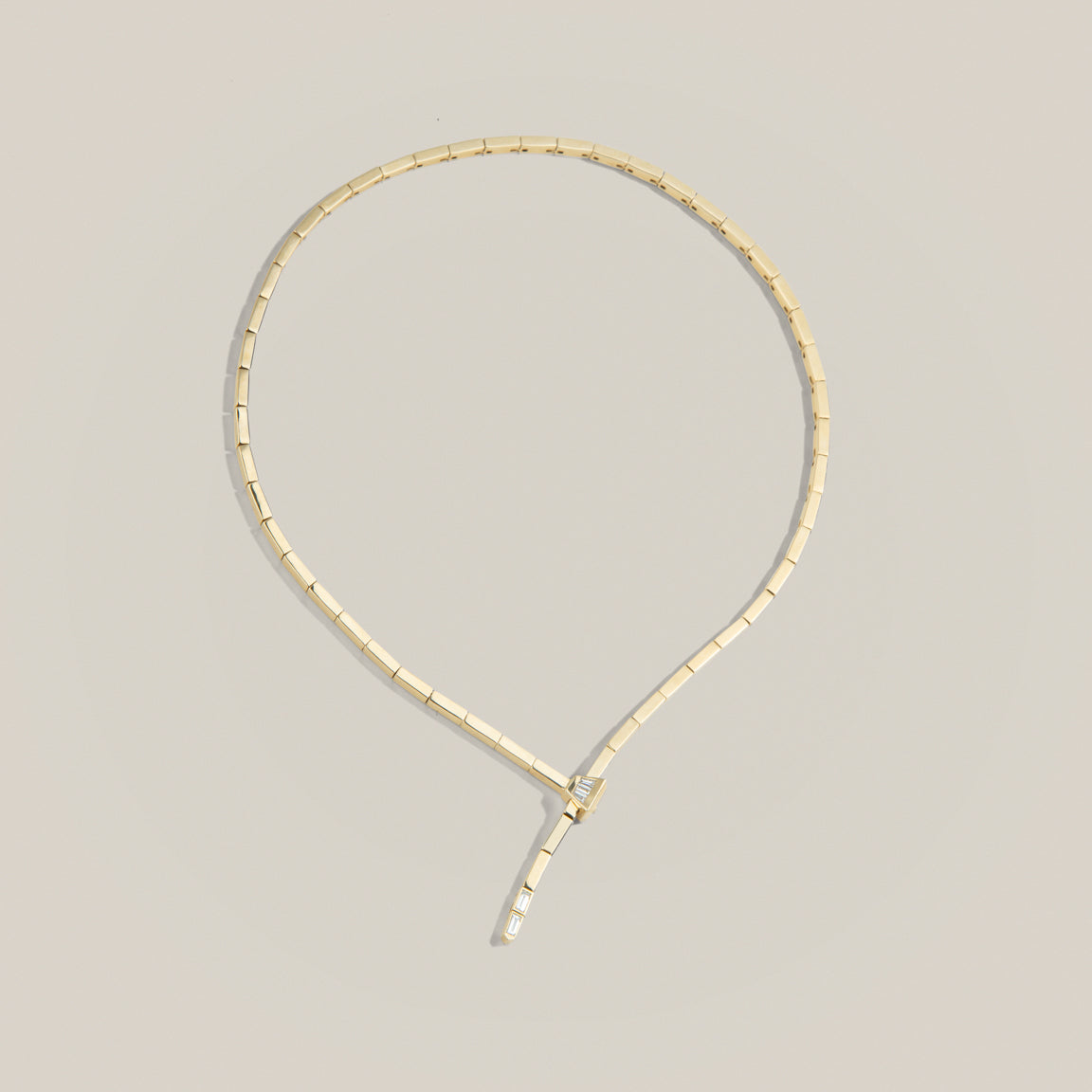 The Lucky One Crossover Gold Bar Lariat Necklace