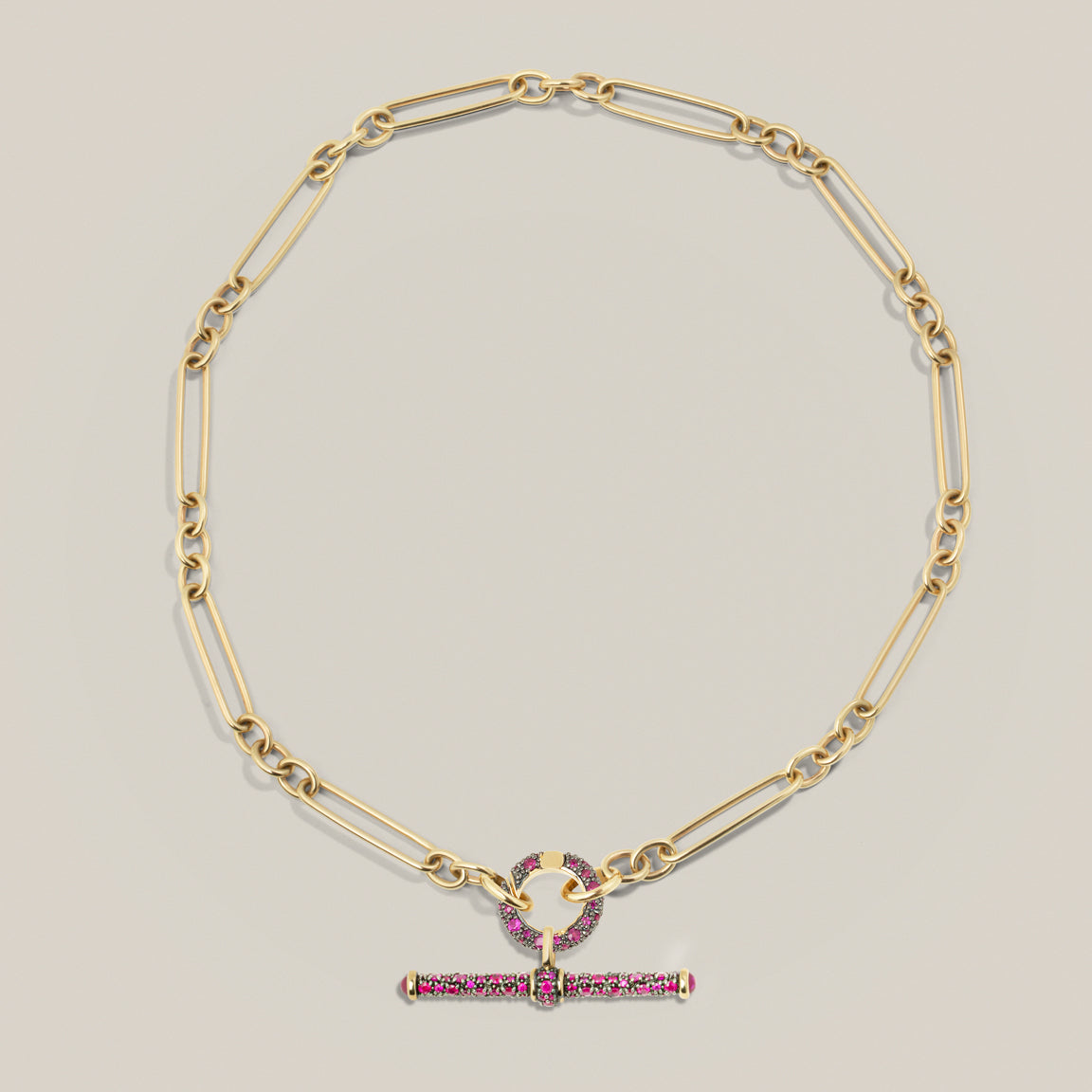 Ruby T-Bar Trombone Chain Necklace
