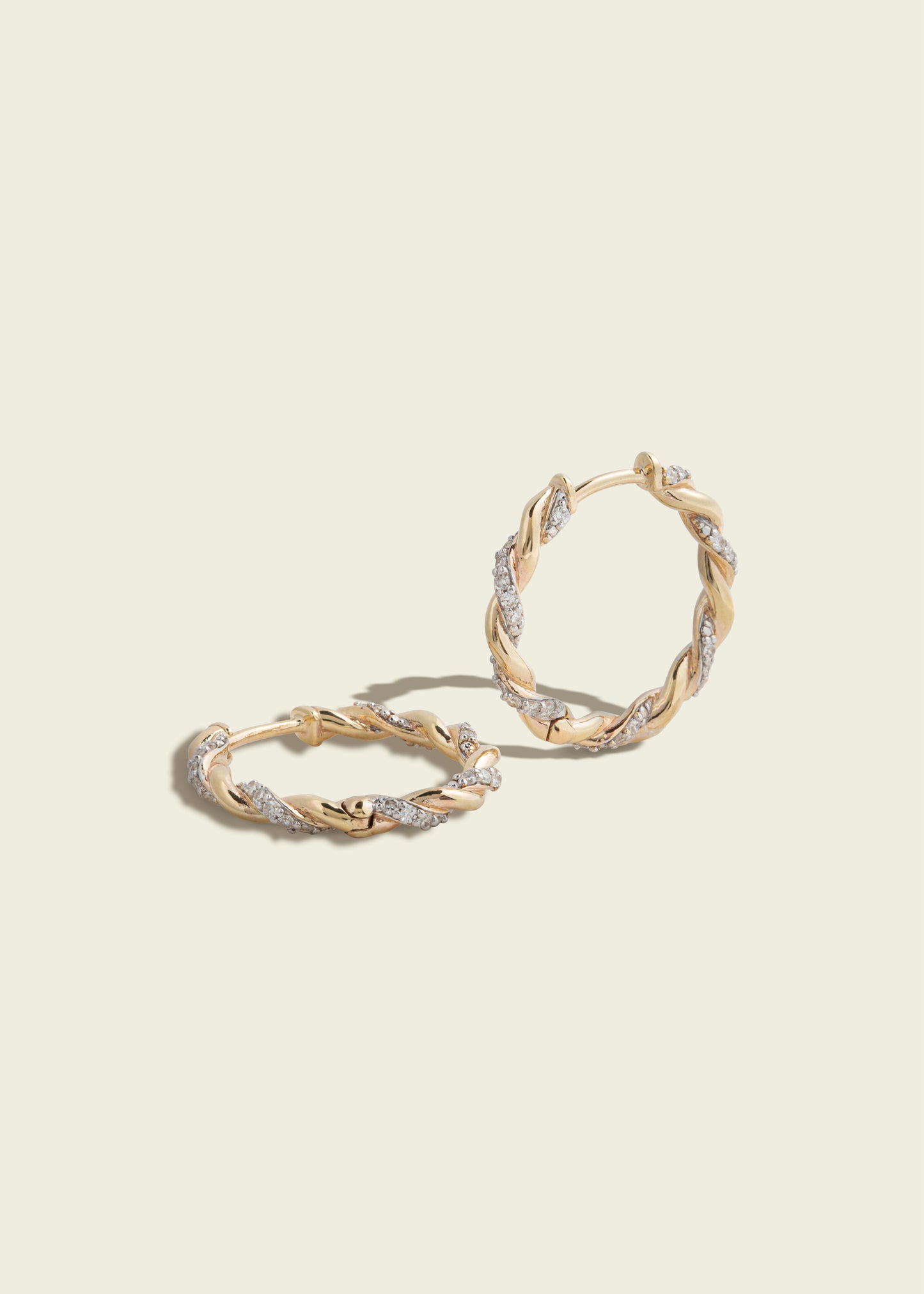 Modern Finish Twisted Rope Diamond Hoops