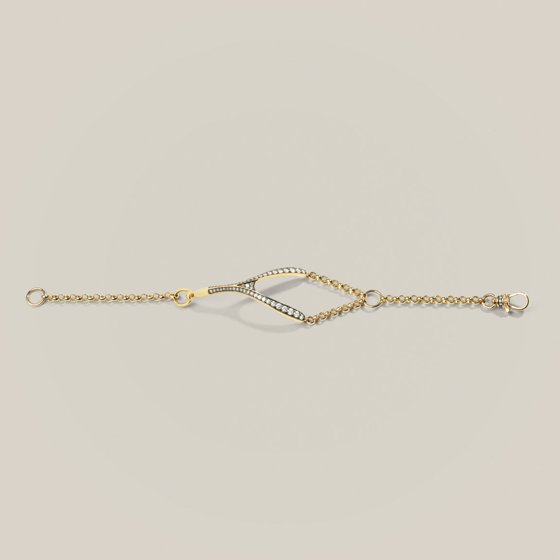 Antique Finish Diamond Wishbone Bracelet