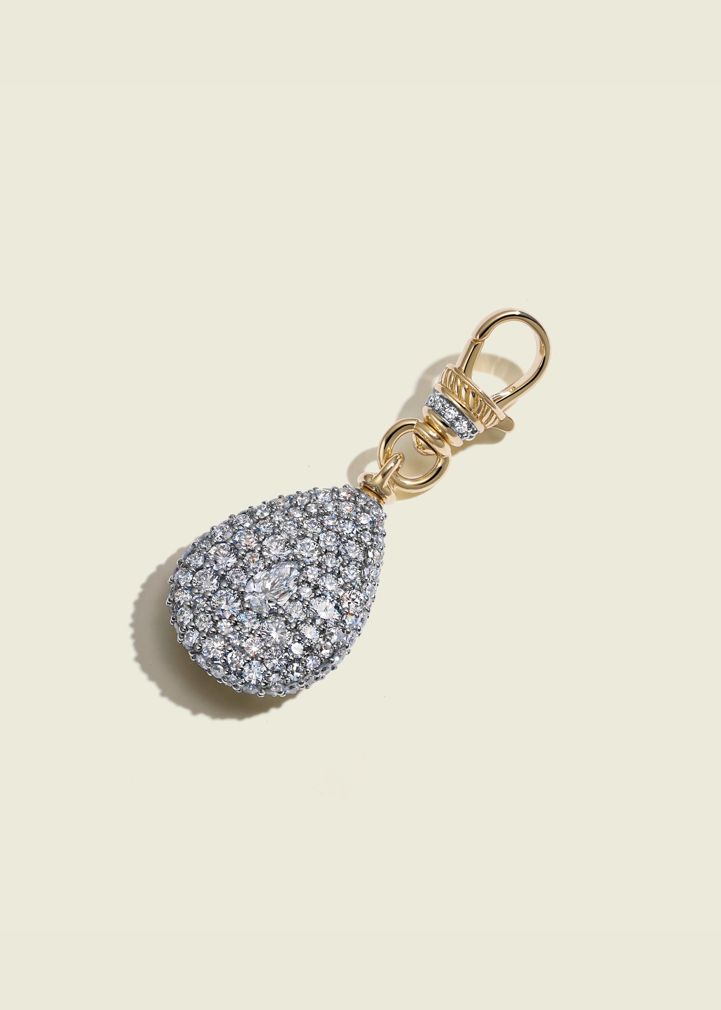Modern Finish Diamond Pear Pocket Watch Pendant
