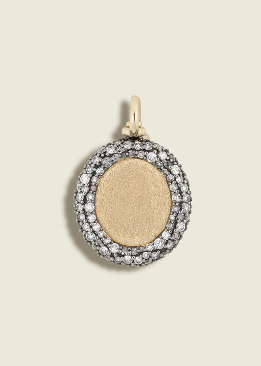 Antique Finish Victorian Set Diamond Portrait Pendant