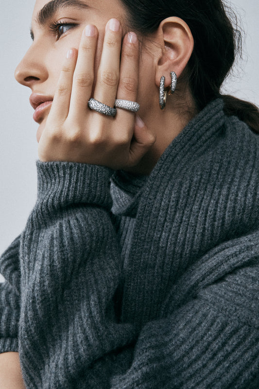 Antique Finish Diamond Bombé Ring
