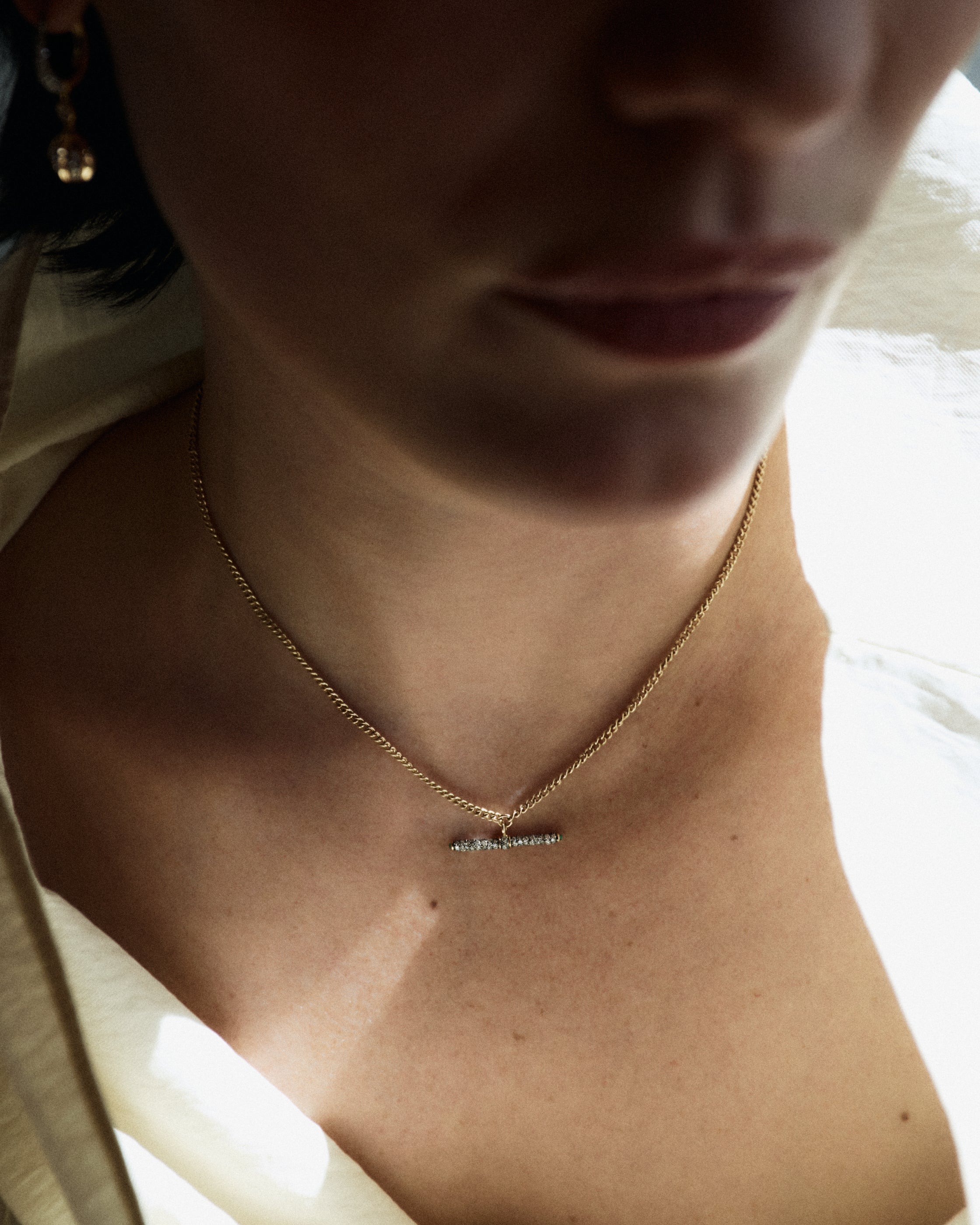Tiny Diamond T-Bar Necklace