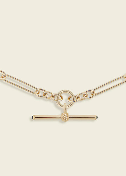 Gold T-Bar with Emerald Cabochons