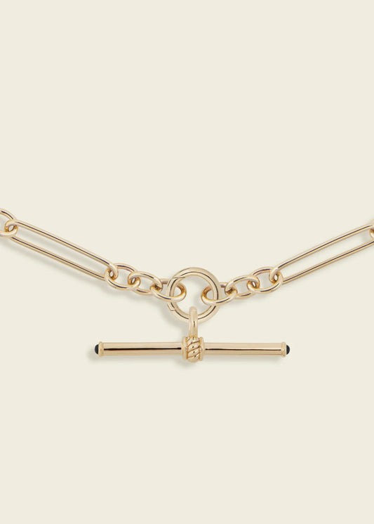 Gold T-Bar with Emerald Cabochons