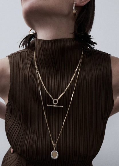 Cognac Diamond T-Bar Pendant