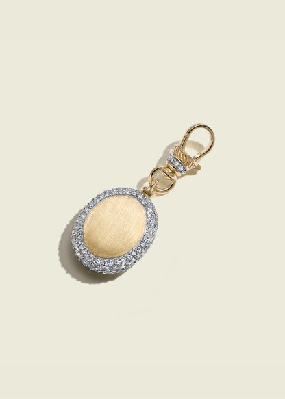 Modern Finish Diamond Oval Pocket Watch Pendant With Small Albert Clip
