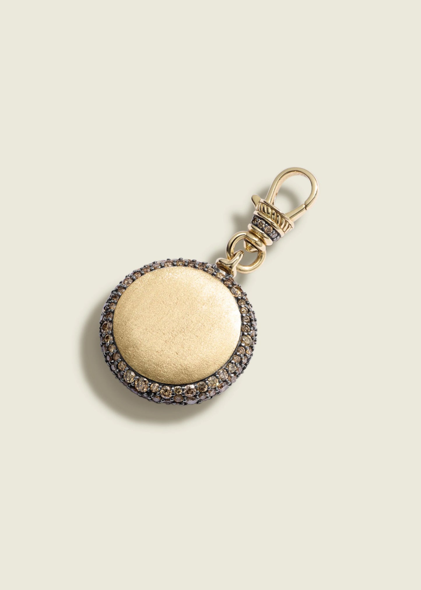Antique Finish Large Cognac Diamond Pocket Watch Pendant