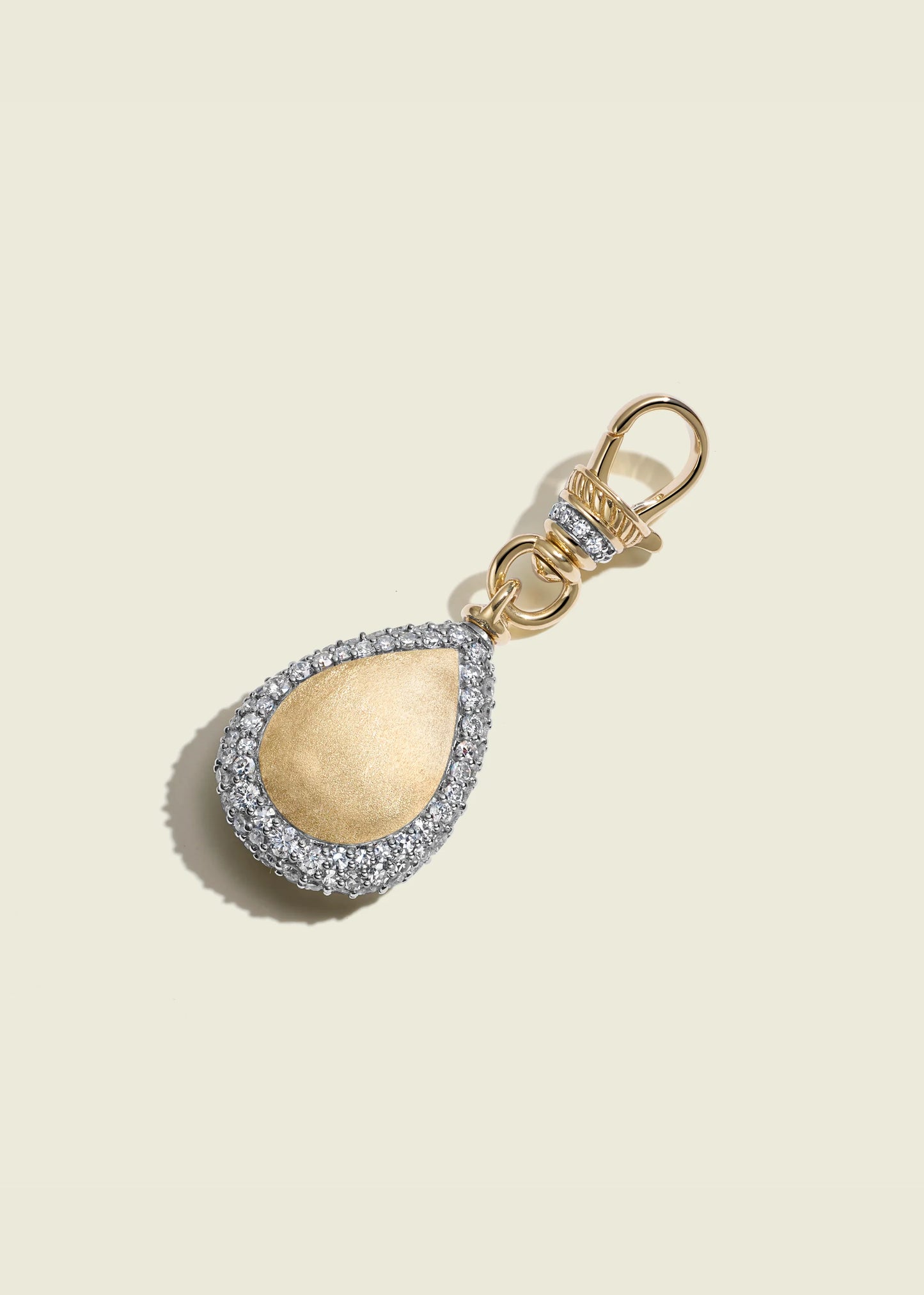 Cognac Diamond Pear Pocket Watch Pendant With Small Albert Clip
