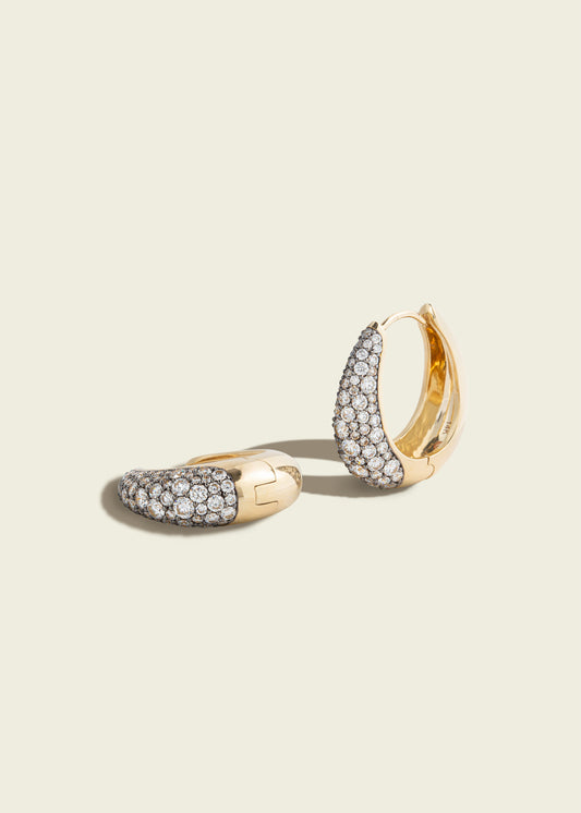Antique Finish Diamond Oval Hoops