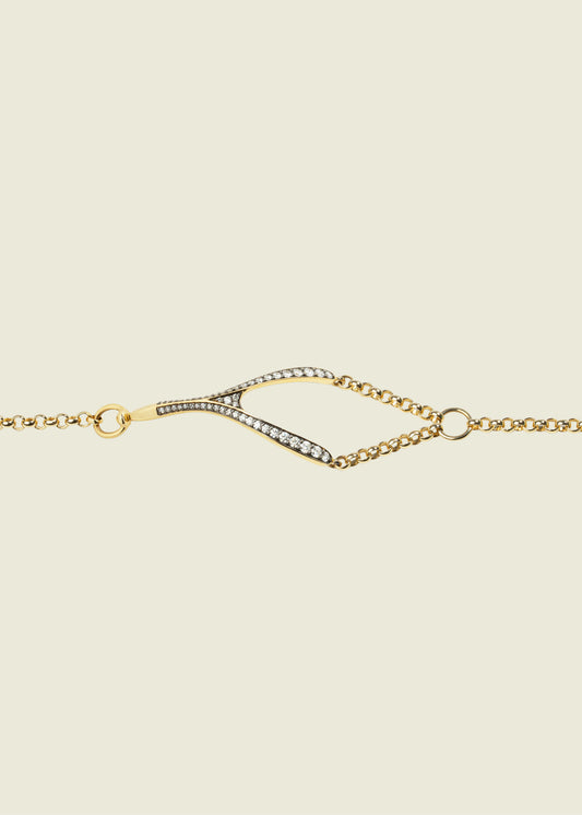 Antique Finish Diamond Wishbone Bracelet