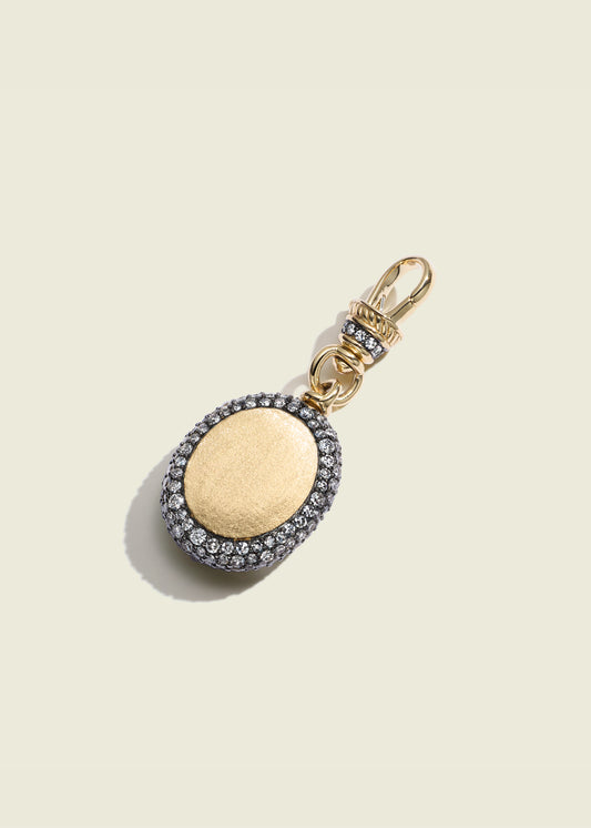 Antique Finish Diamond Oval Pocket Watch Pendant