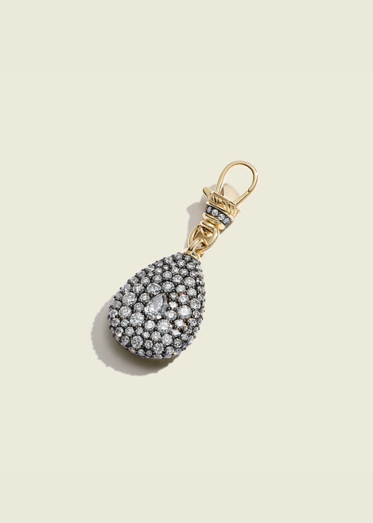 Antique Finish Diamond Pear Pocket Watch Pendant