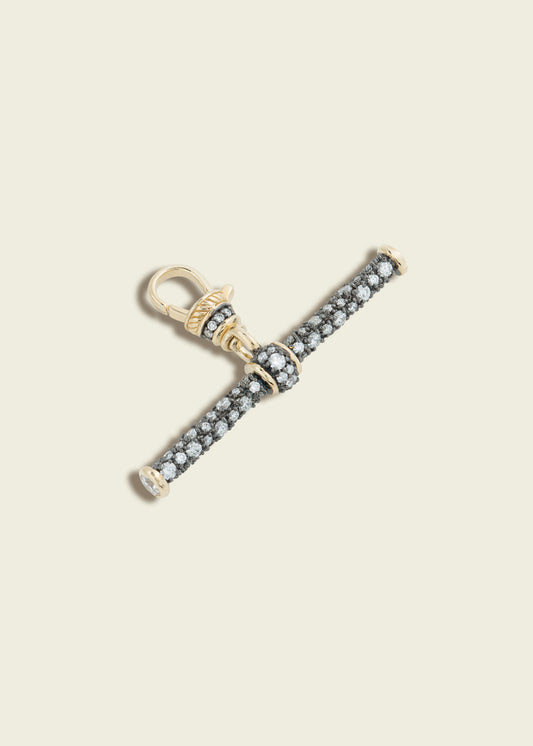 Antique Finish Diamond T-Bar Clip Pendant