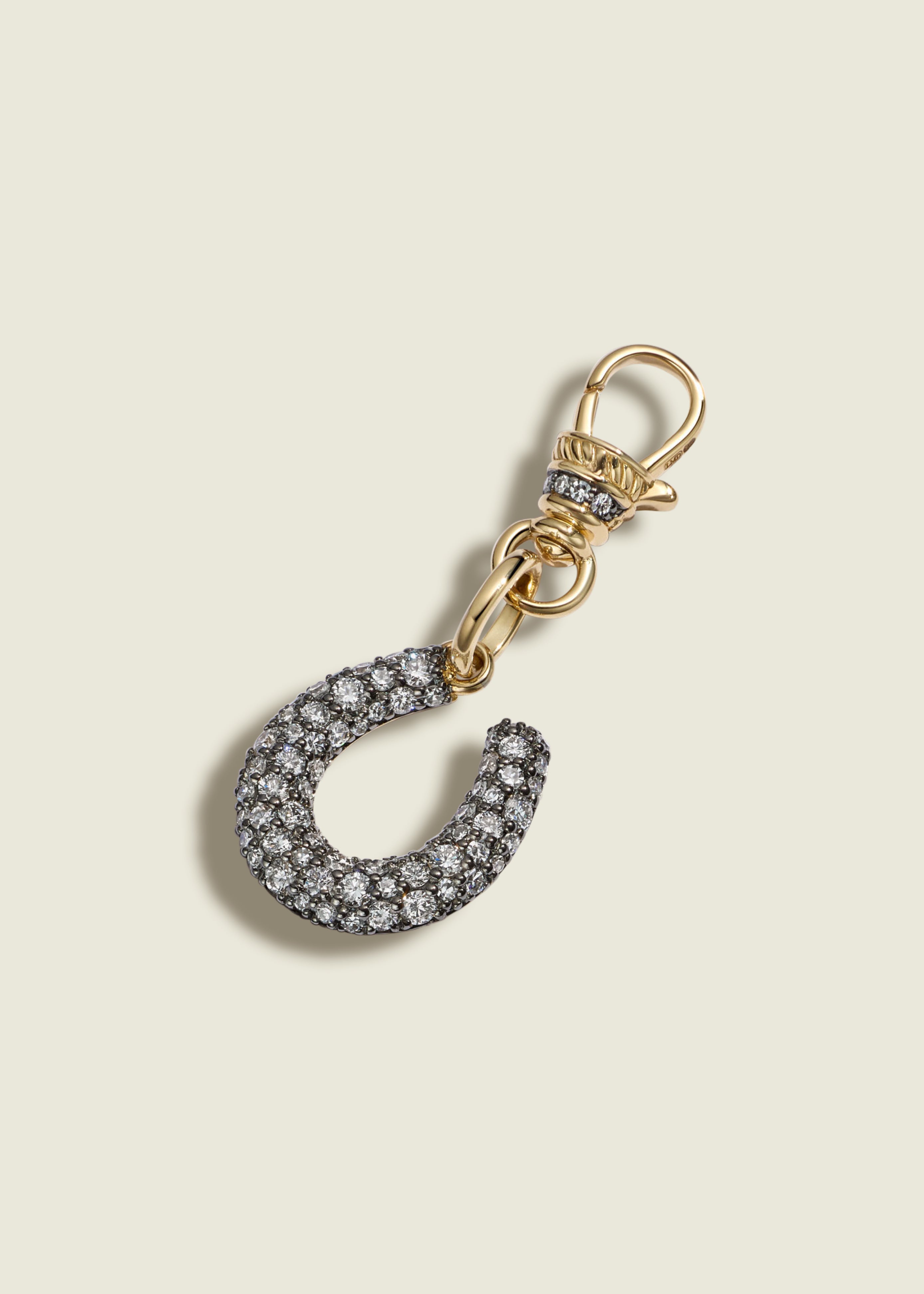 Antique Finish Diamond Horseshoe Clip Pendant