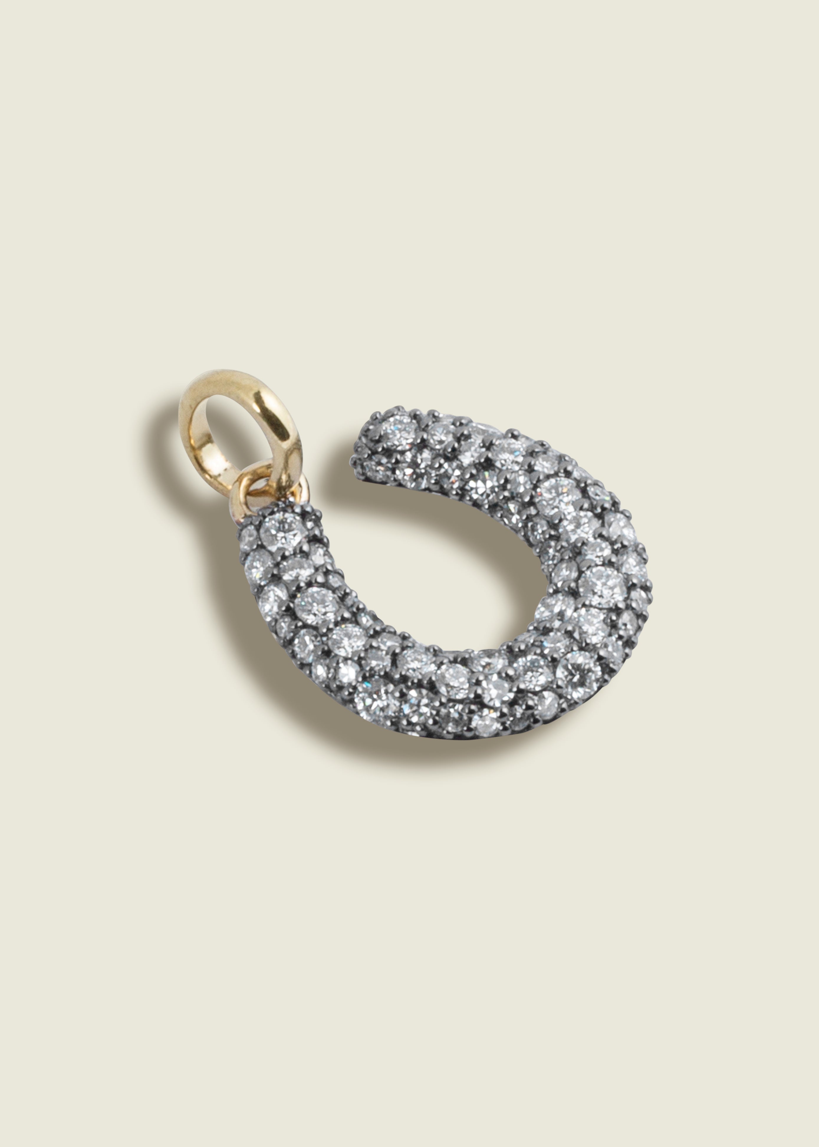 Antique Finish Diamond Horseshoe Pendant