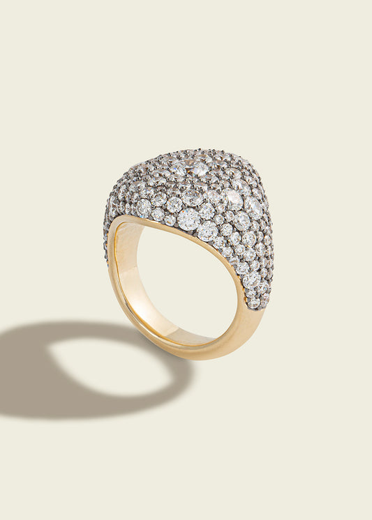 Antique Finish Diamond Signet Ring