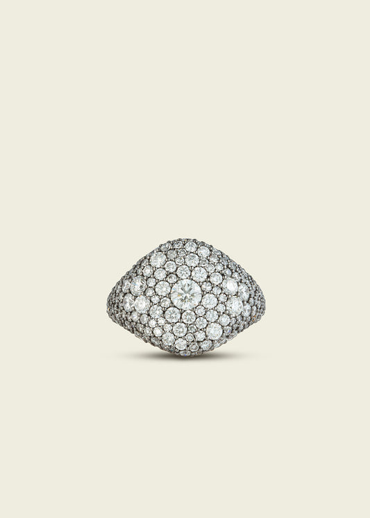 Antique Finish Diamond Signet Ring