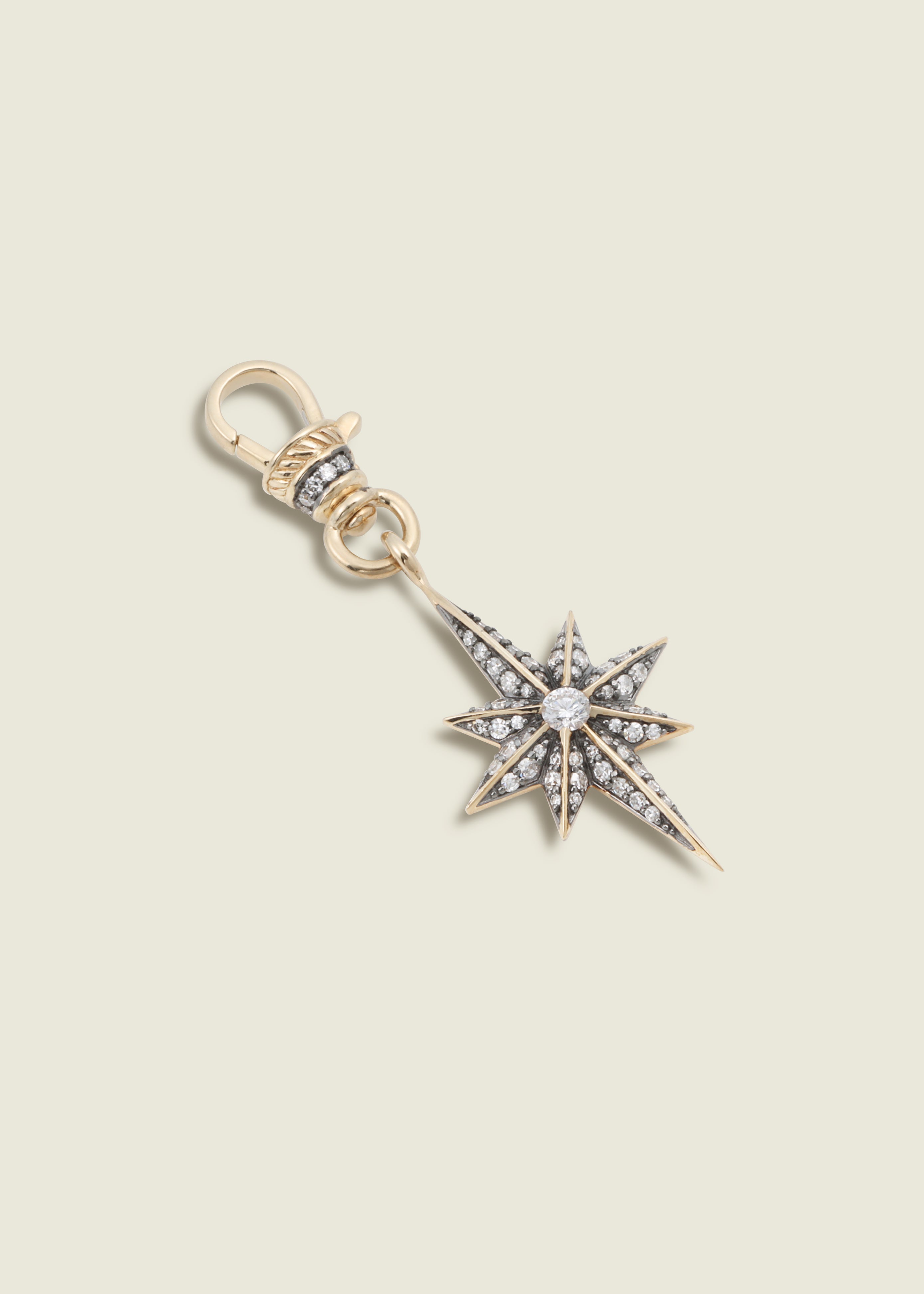 Antique Finish Victorian Star Diamond Pendant On Clip