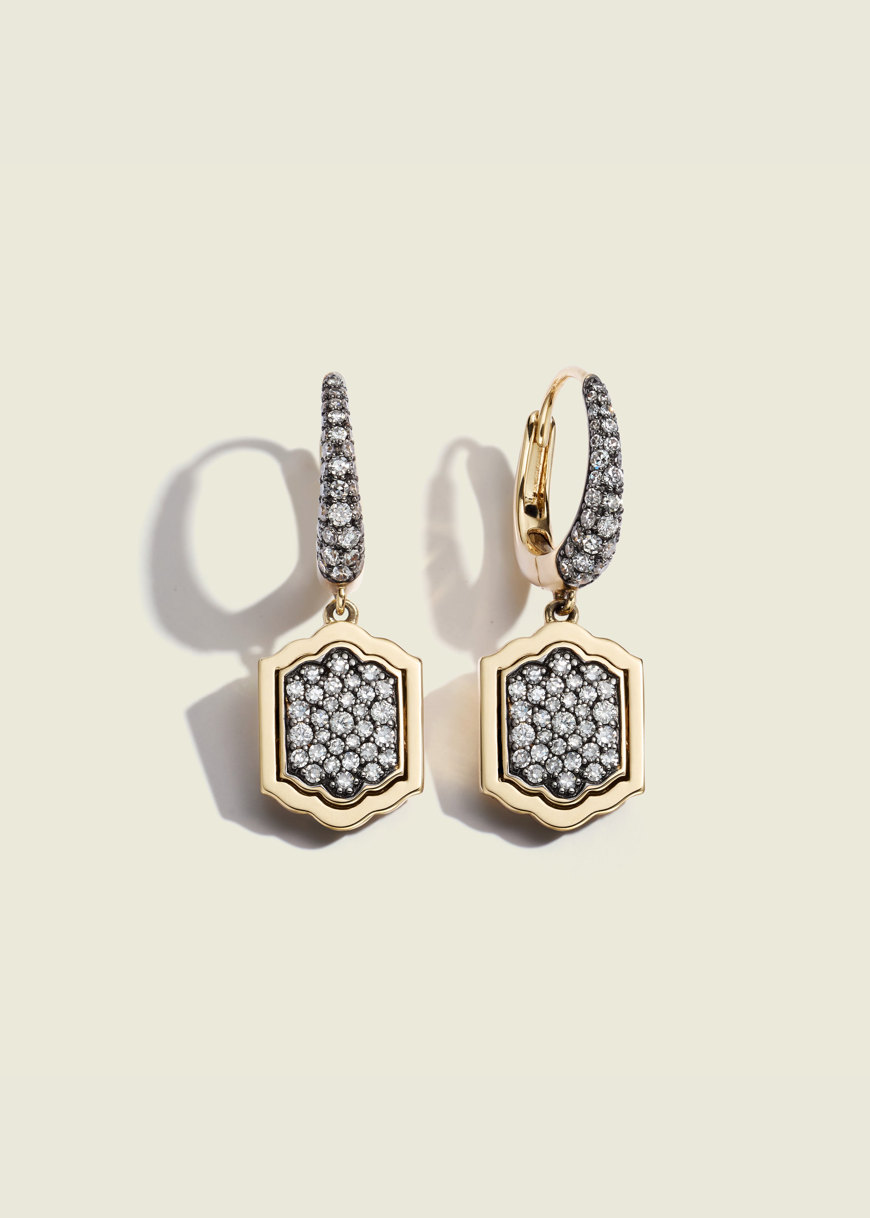 Gold and Diamond Athena's Mirror Earrings