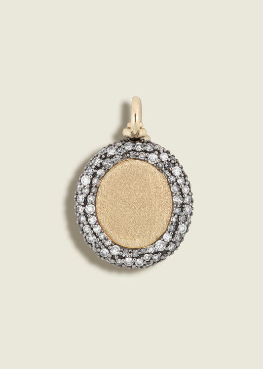 Antique Finish Victorian Set Diamond Portrait Pendant