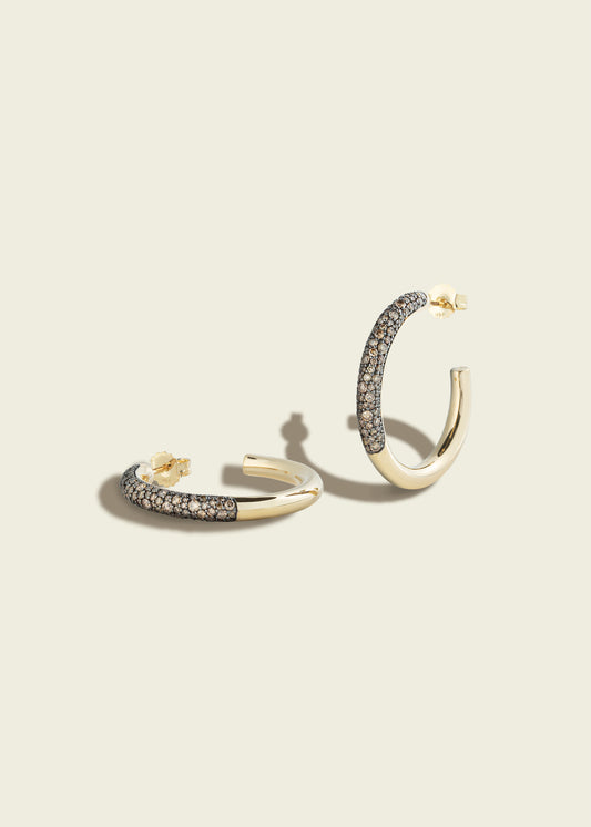 Cognac Diamond Dark Side of the Moon Earrings