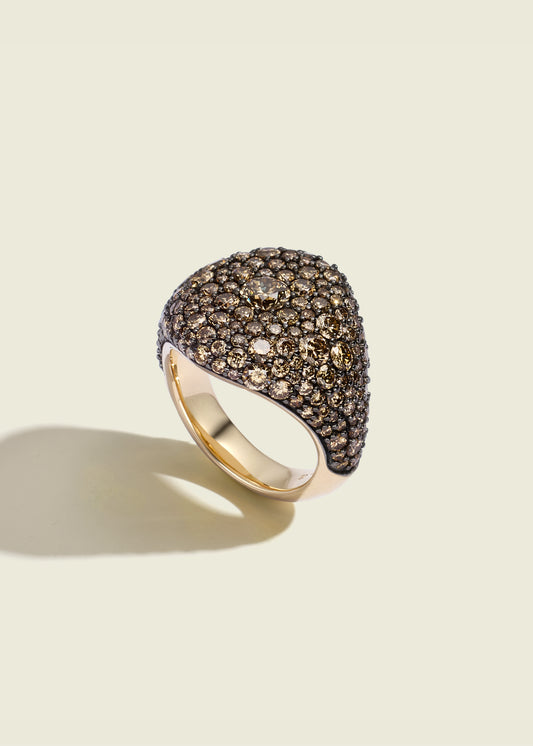Cognac Diamond Signet Ring