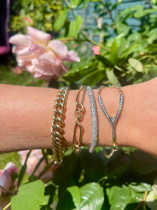 Antique Finish Diamond Wishbone Bracelet