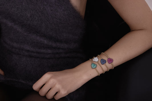 Antique Finish Diamond Chubby Love Bracelet