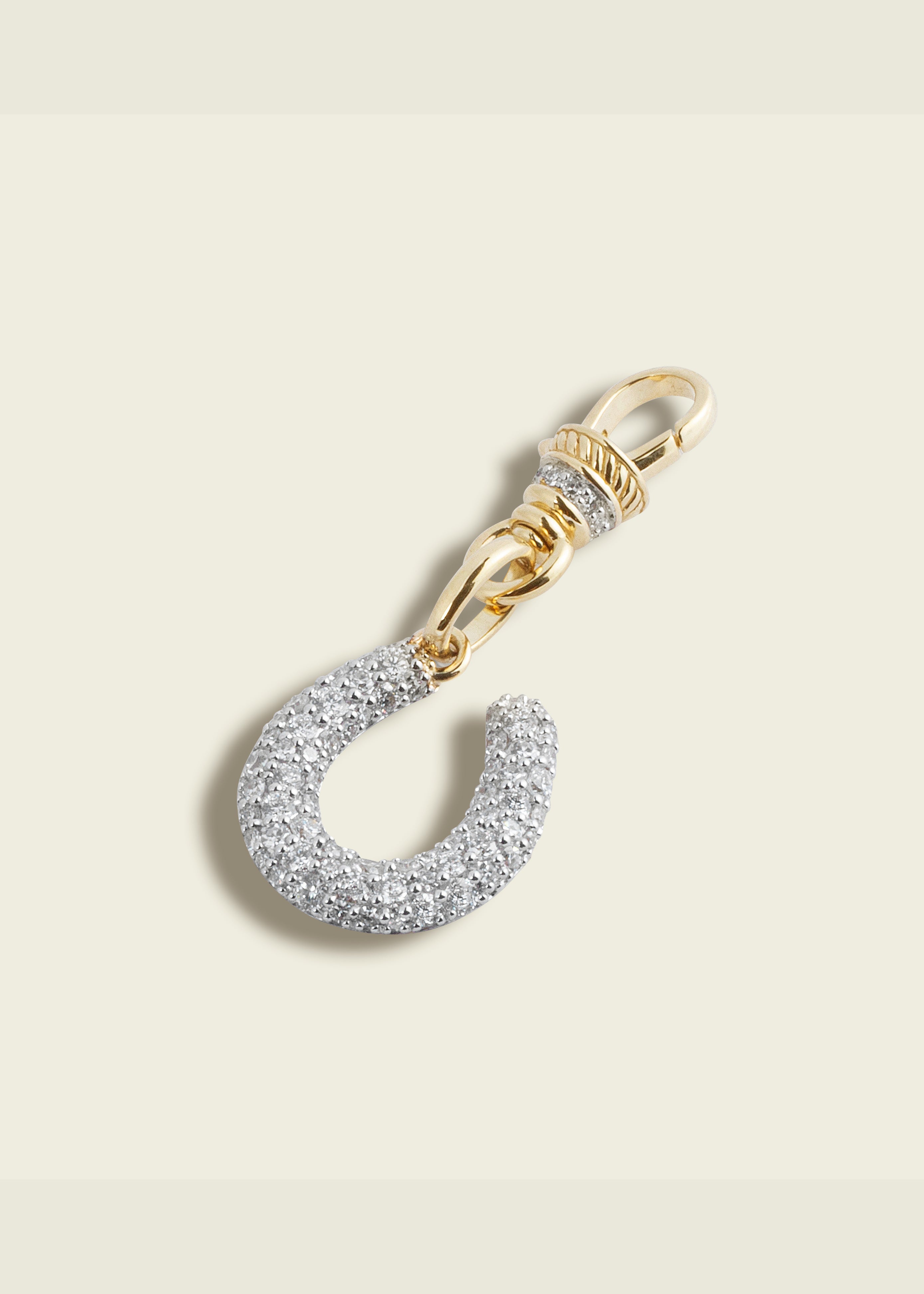 Modern Finish Diamond Horseshoe Clip Pendant