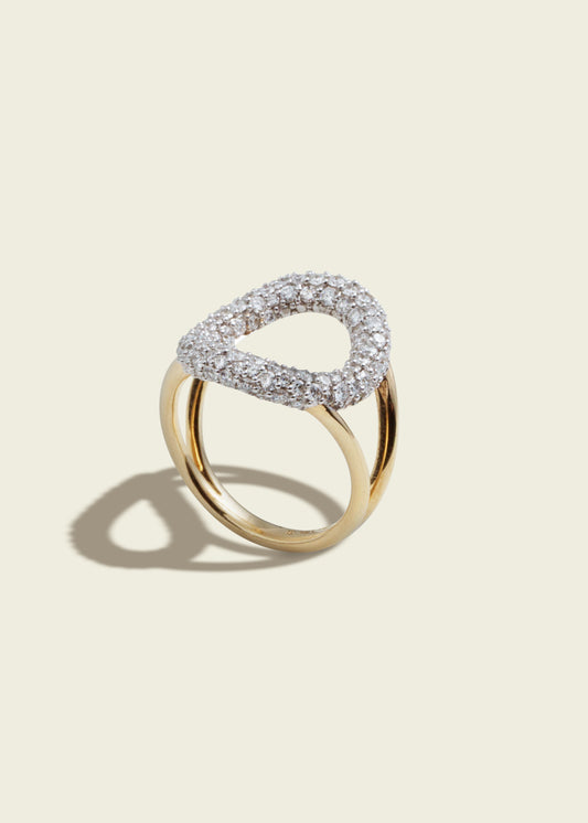 Modern Finish Diamond Oval Ring