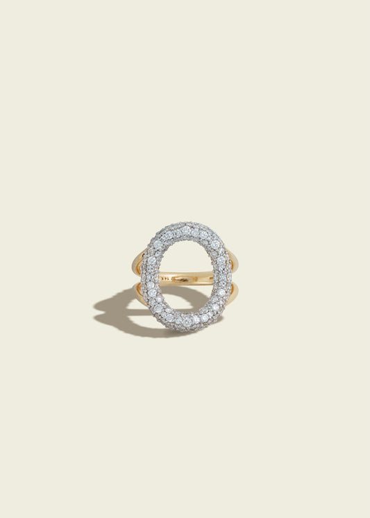 Modern Finish Diamond Oval Ring