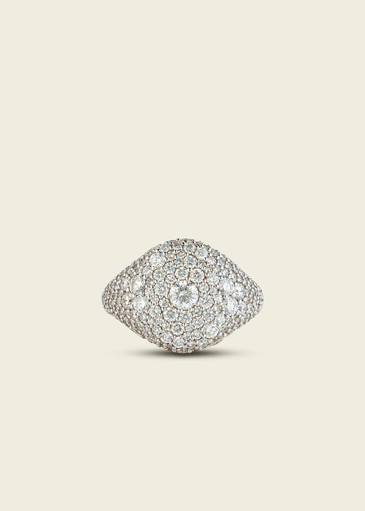 Modern Finish Diamond Signet Ring
