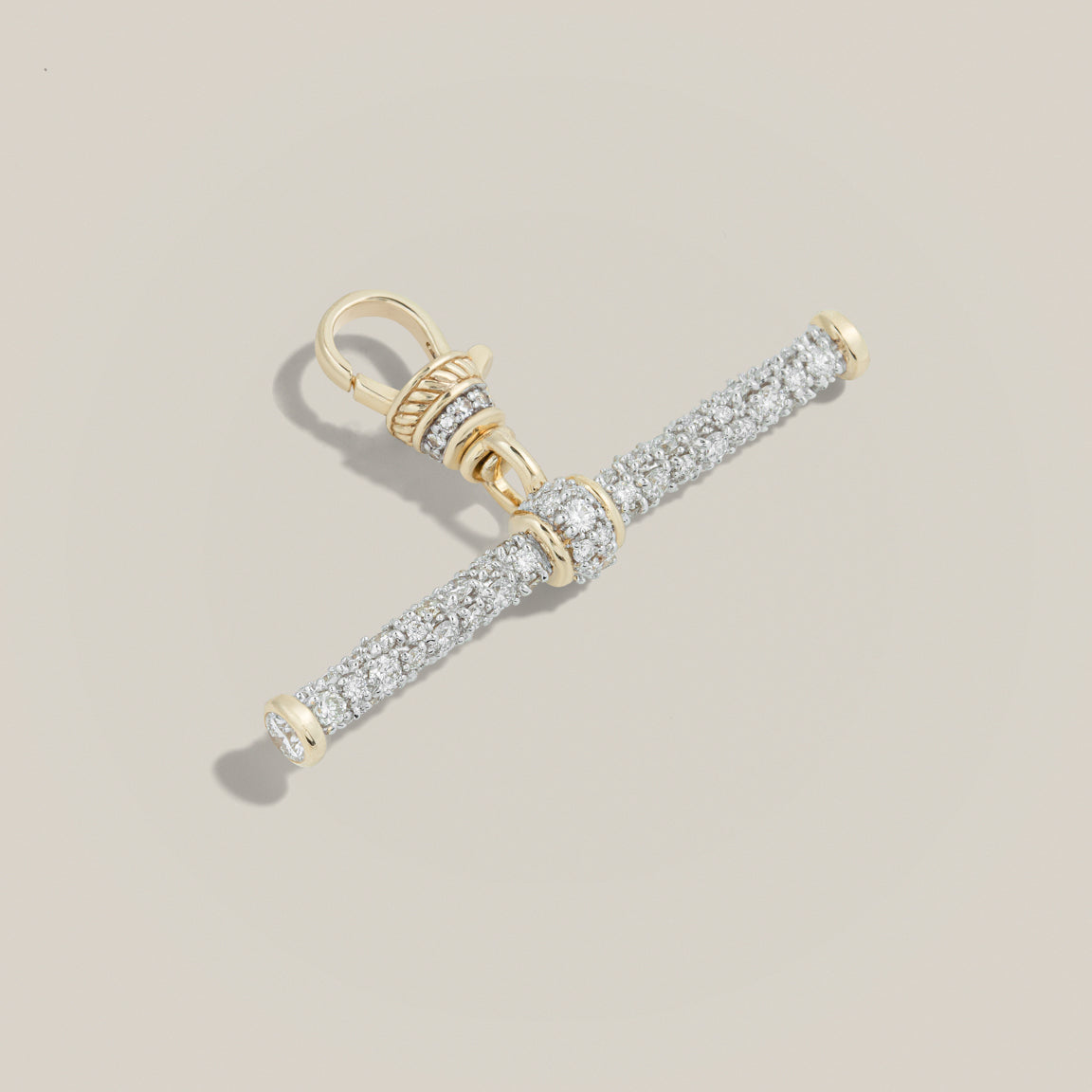 Modern Finish Diamond Pavé T-Bar Clip Pendant