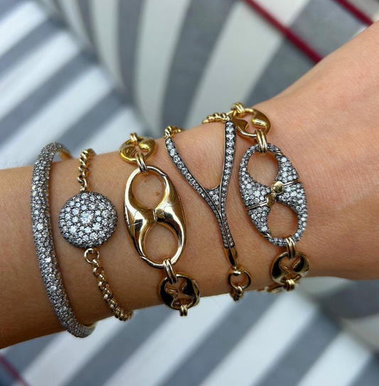 Antique Finish Diamond Wishbone Bracelet