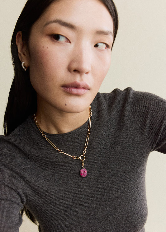 Ruby Oval Pocket Watch Pendant