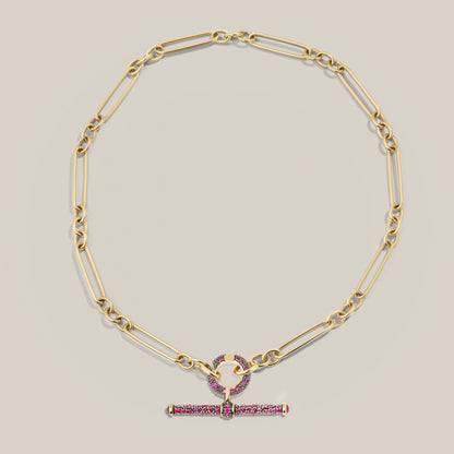 Ruby T-Bar Trombone Chain Necklace