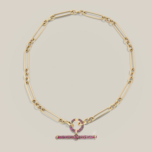 Ruby T-Bar Trombone Chain Necklace