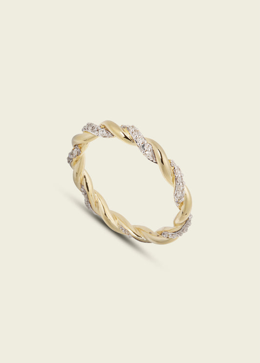 Modern Finish Twisted Rope Diamond Ring