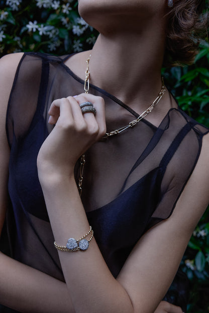 Antique Finish Diamond Chubby Love Bracelet