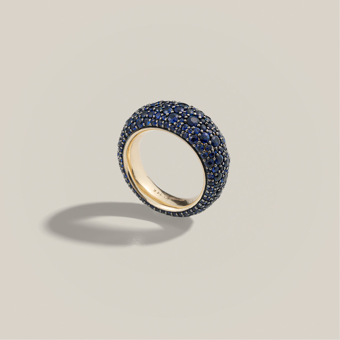 Blue Sapphire Pavé Bombé Ring