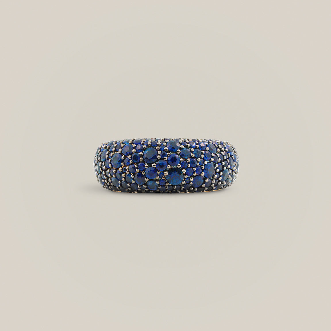 Blue Sapphire Pavé Bombé Ring