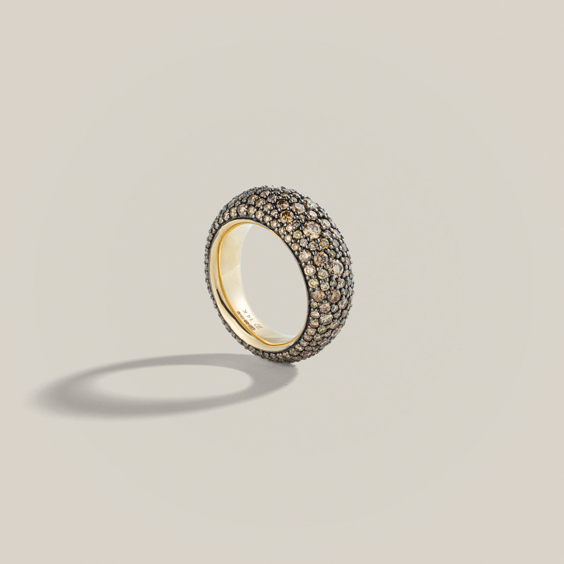 Victorian Set Cognac Diamond Pavé Bombé Ring