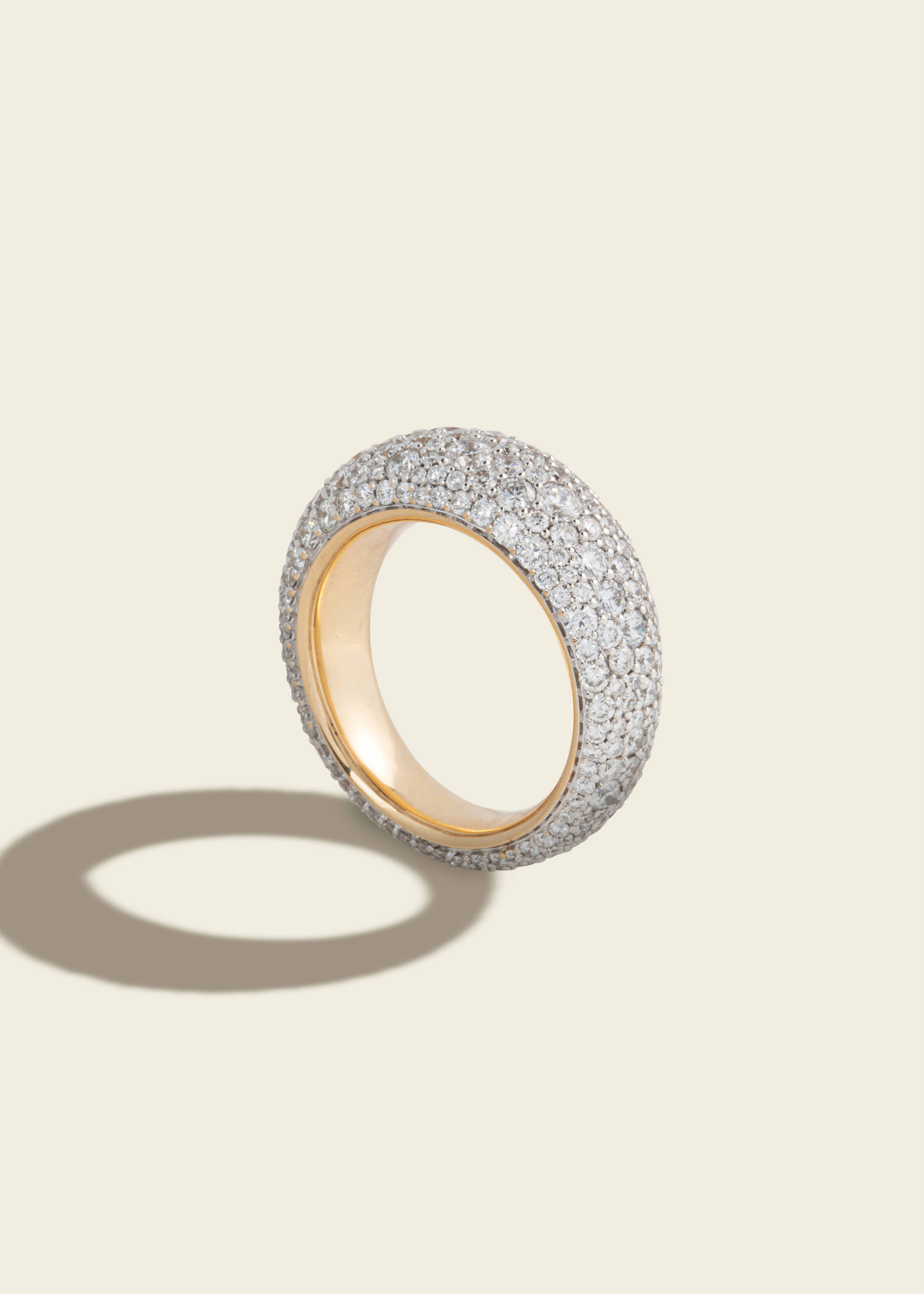 Modern Finish Diamond Bombé Ring