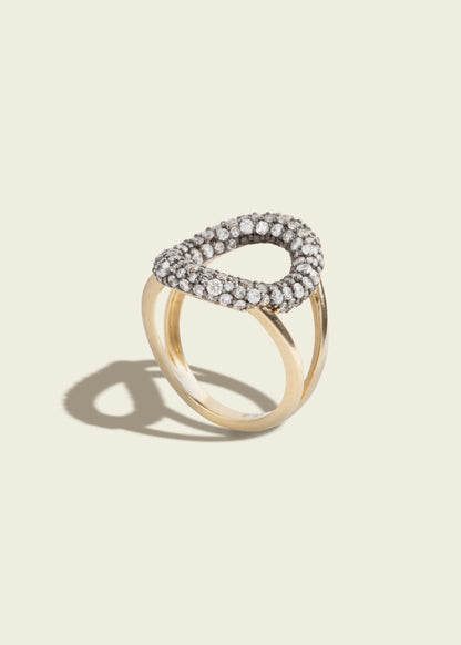 Antique Finish Diamond Oval Ring